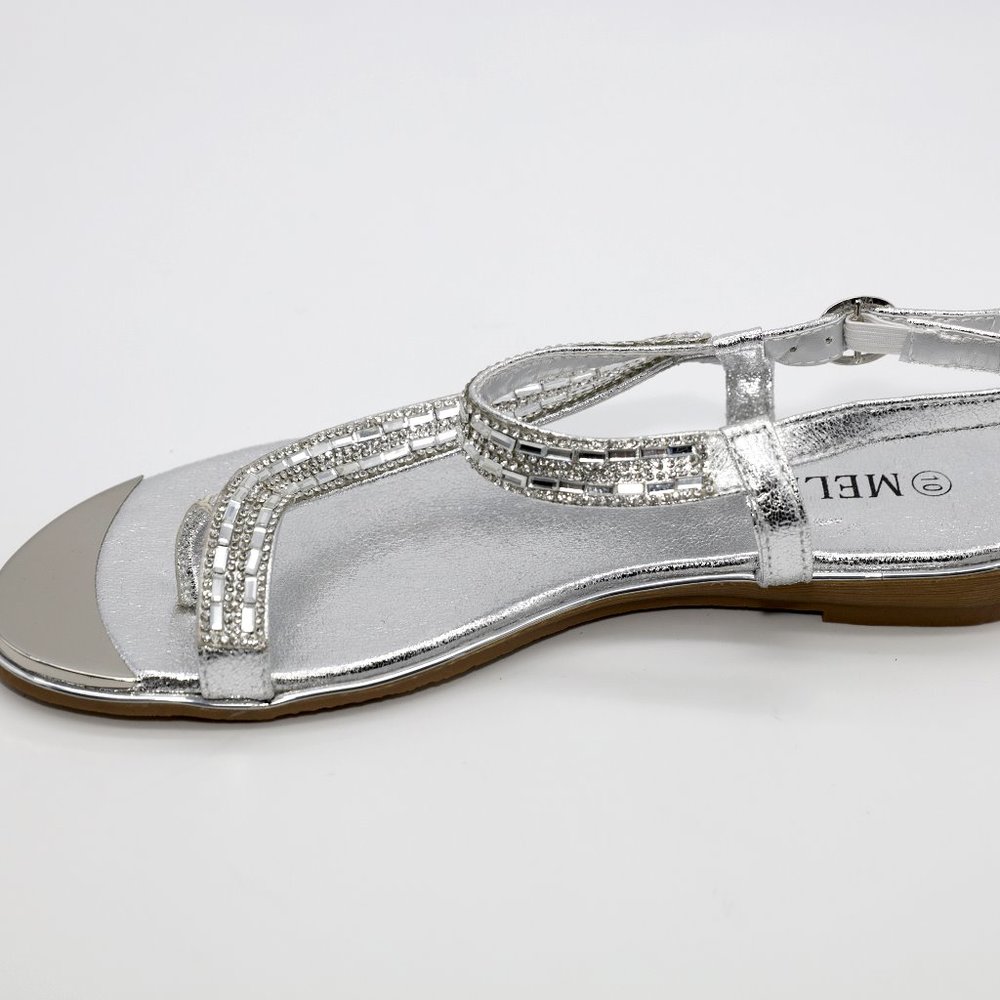 MELLY Child's Silver Rhinestone Sandals - Picture 4 of 5